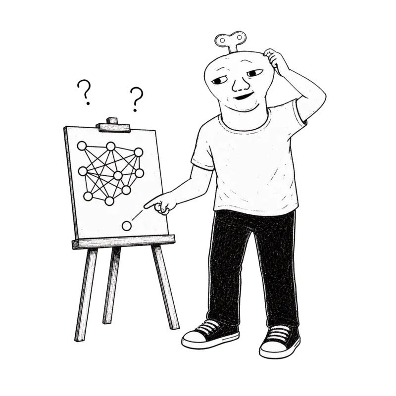 The Scaler studies a broken neural network diagram